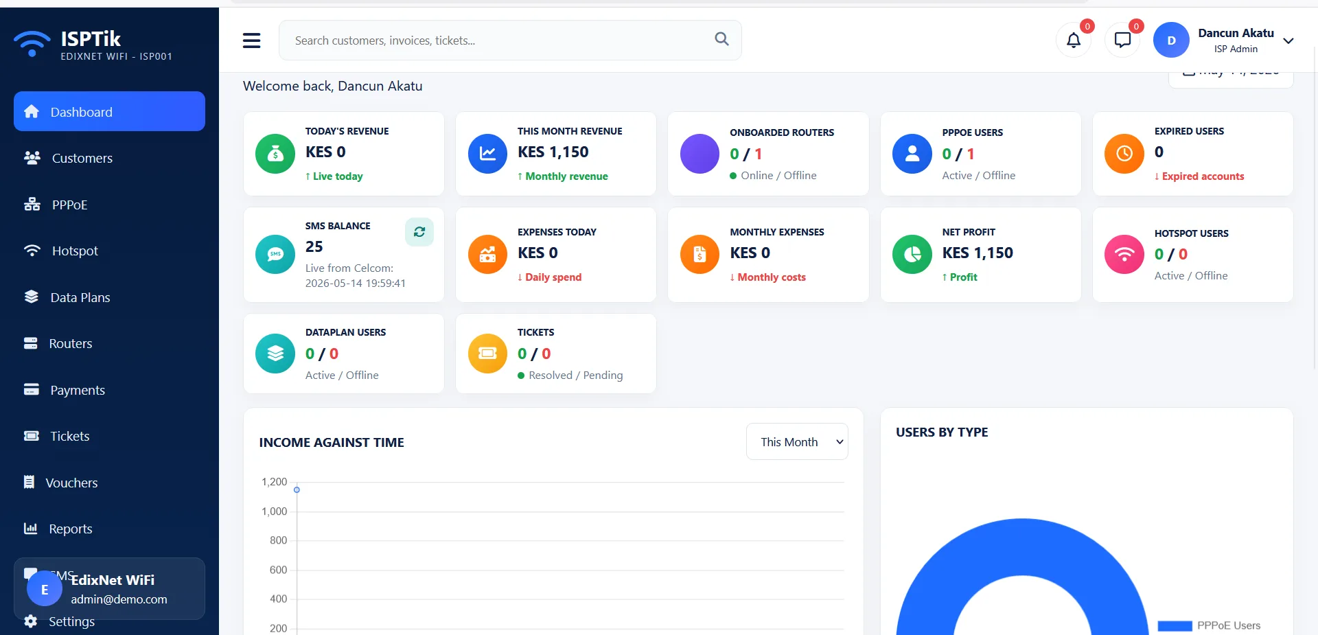ISP billing project screenshot